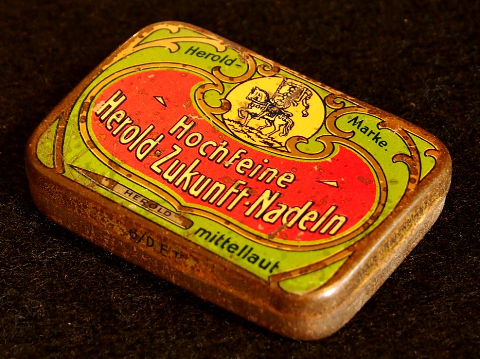 Hochfeine Herold Zukunft Nadeln blechdose, bild 2