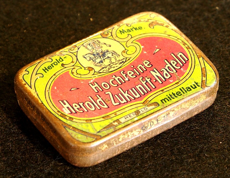 Hochfeine Herold Zukunft Nadeln blechdose, bild3