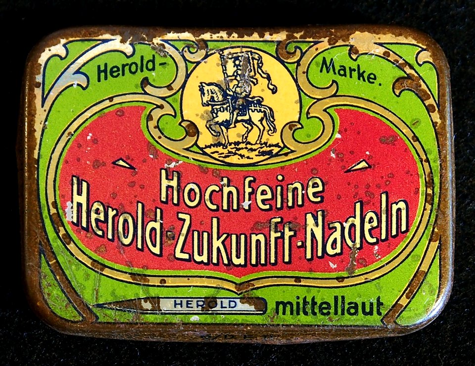 Hochfeine Herold Zukunft Nadeln blechdose, bild 1
