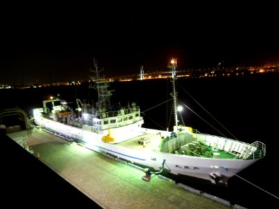 Hokuomaru5 a fishery training vessel of Hokkaido Goverment Board of Education at night
