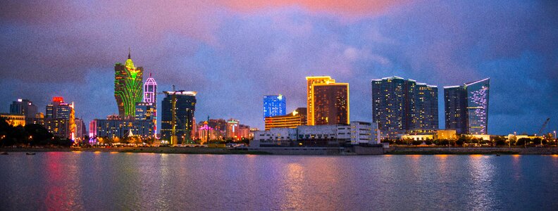 Night view reflection city photo