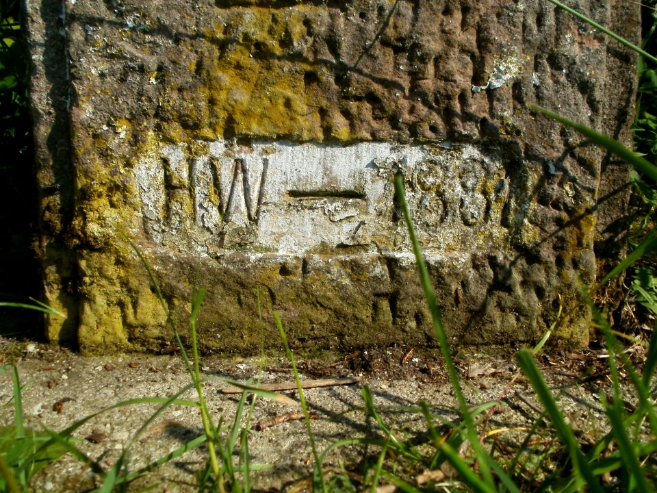 Hochwassermarke von 1881 am Rhein km 233 bei Hockenheim (2012)