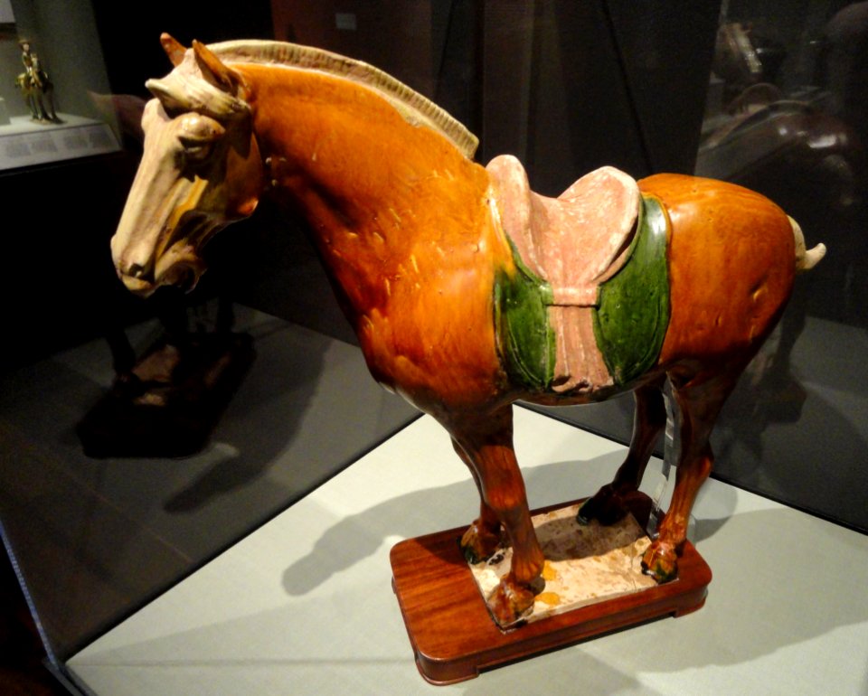 Horse, China, Tang dynasty, late 7th to early 8th century AD, earthenware with tri-color glaze (sancai) - San Diego Museum of Art - DSC06478