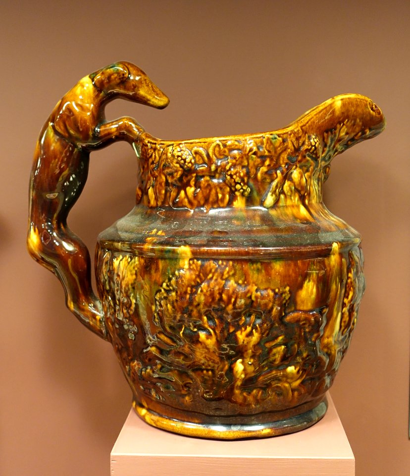 Hound-handle pitcher, Harken, Taylor Company, East Liverpool, Ohio, c. 1850 - Bennington Museum - Bennington, VT - DSC09032