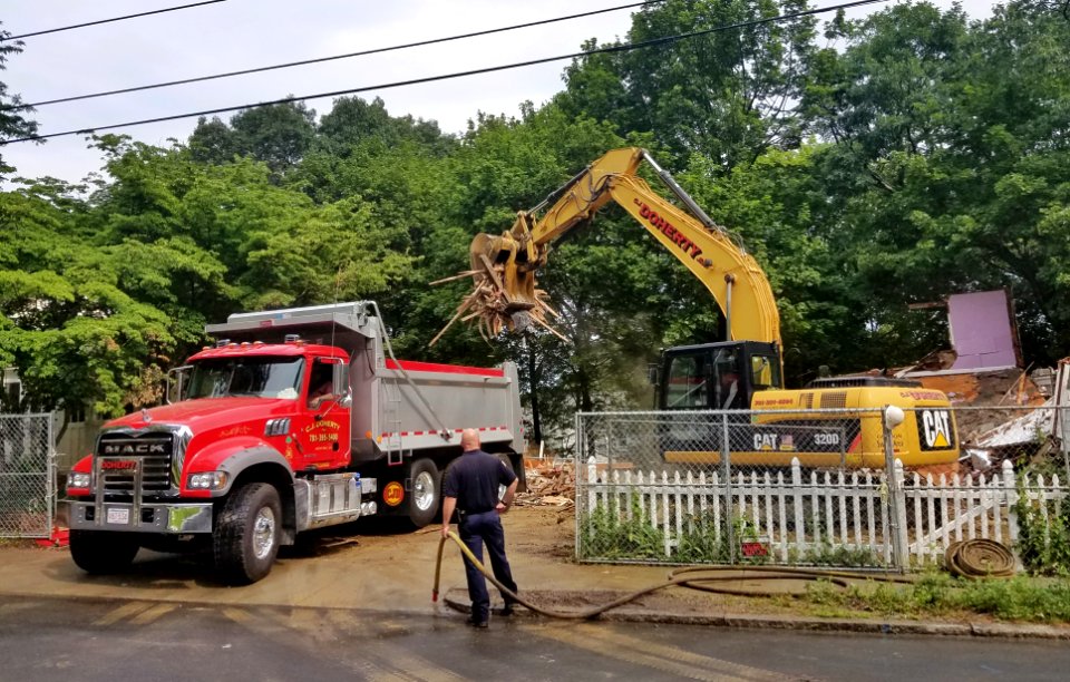 House demolition before new construction - Arlington, MA