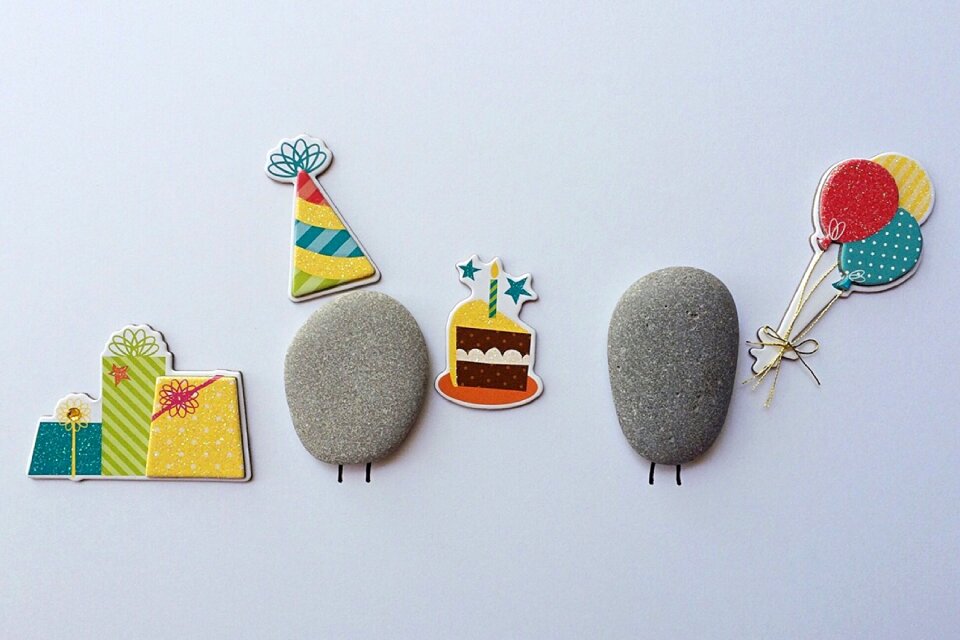 Rock art blue birthday blue art