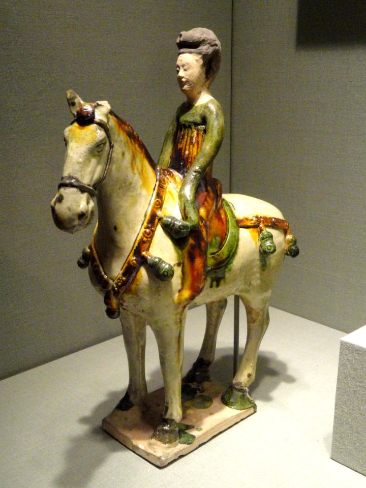 Horse and Rider, China, Tang dynasty, late 7th century AD, terracotta with green and amber glazes - San Diego Museum of Art - DSC06485