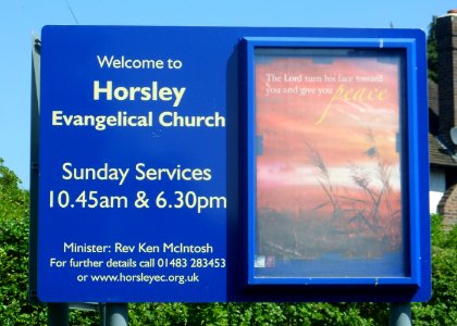 Horsley Evangelical Church, Ockham Road North, East Horsley (May 2014) (Noticeboard)