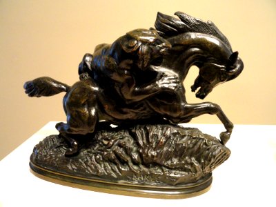 Horse Attacked by a Tiger, by Antoine-Louis Barye, model 1837 or before, cast possibly after 1875, bronze - National Gallery of Art, Washington - DSC08714