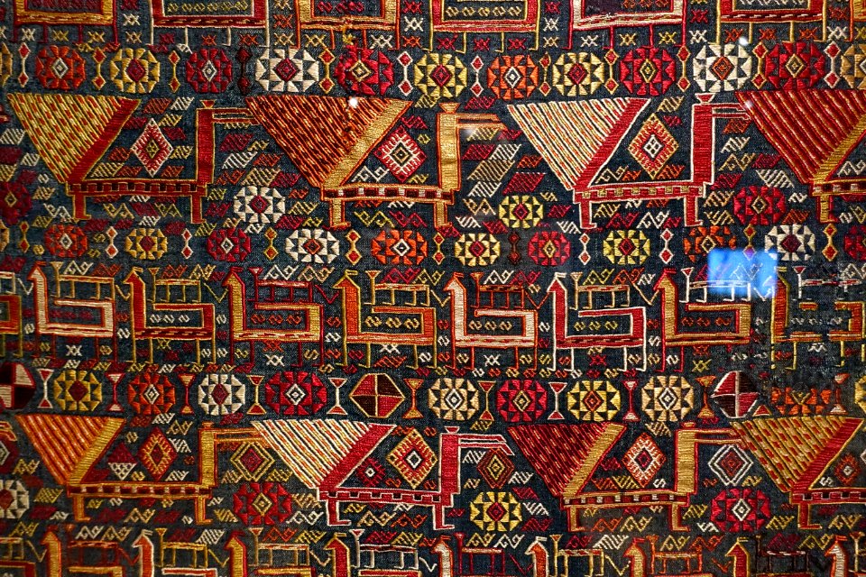 Horse cover, Shahsevan people, northwestern Iran or Caucasus, 1850-1900 AD, silk, metal-wrapped silk, view 2 - Textile Museum, George Washington University - DSC09943