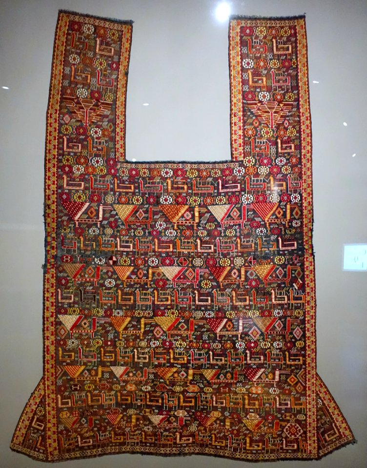 Horse cover, Shahsevan people, northwestern Iran or Caucasus, 1850-1900 AD, silk, metal-wrapped silk, view 1 - Textile Museum, George Washington University - DSC09941