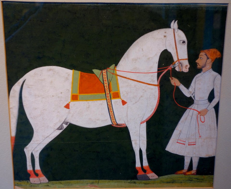 Horse and Groom, Rajasthan, 18th century, oil on paper - Fitchburg Art Museum - DSC08920