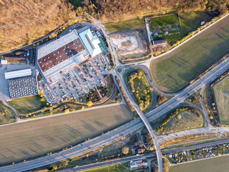 Hornbach in Tübingen aus der Luft