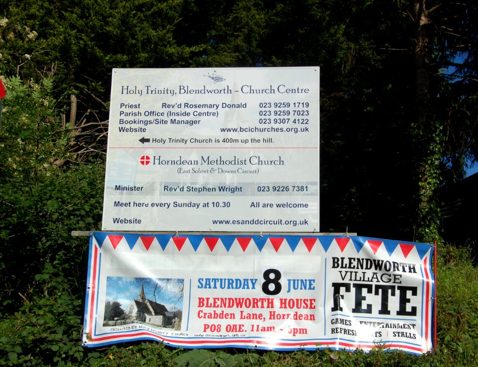 Horndean Methodist Church, Holy Trinity Church Centre, Blendworth Lane, Blendworth (NHLE Code 1179047) (May 2019) (Signboard)