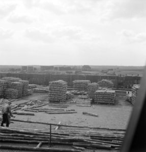 Houtbewerking, houtopslagplaatsen, arbeiders, Bestanddeelnr 251-9699