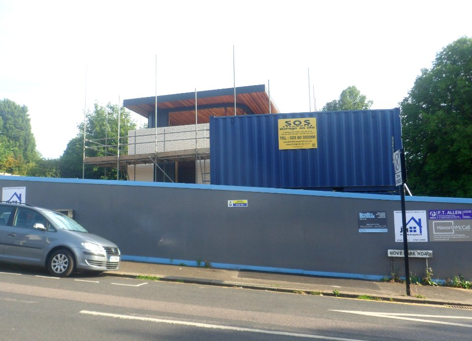House under construction at corner of Shirley Drive and Hove Park Road, Hove (June 2020)