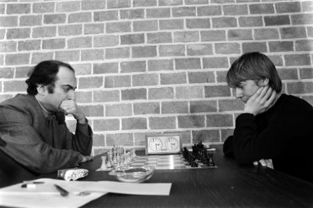 Hoogovenschaaktoernooi 1976 Talj tegen Andersson (rechts), Bestanddeelnr 928-3639