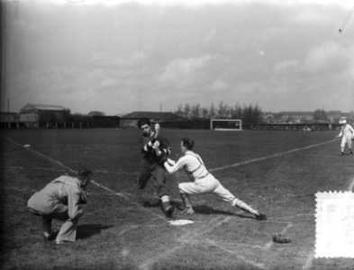 Honkbal. Blauw-Wit tegen de Catchers . Spelmoment, Bestanddeelnr 905-6862