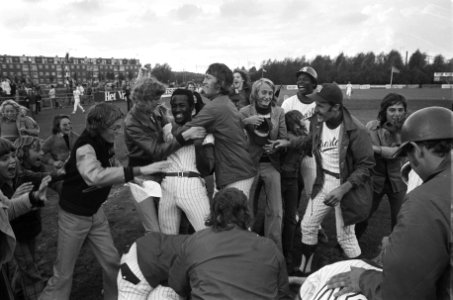 Honkbal, Sparta tegen Raak Nicols 2-1, Sparta kampioen, vreugde van de spelers, , Bestanddeelnr 926-6992