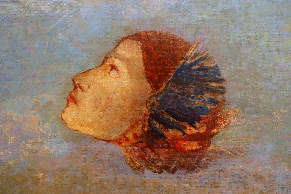 Hommage a Goya, by Odilon Redon, view 2, c. 1885, oil on cardboard, mounted on canvas - Scharf-Gerstenberg Collection - DSC03862 photo