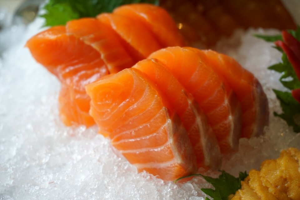 Salmon ice fish and meat
