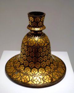 Hookah base, Bidar, India, Mughal period, 1600s AD, gold, base metal (bidri ware) - Dallas Museum of Art - DSC04955