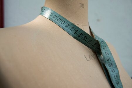 Model dress form seamstress measuring tape