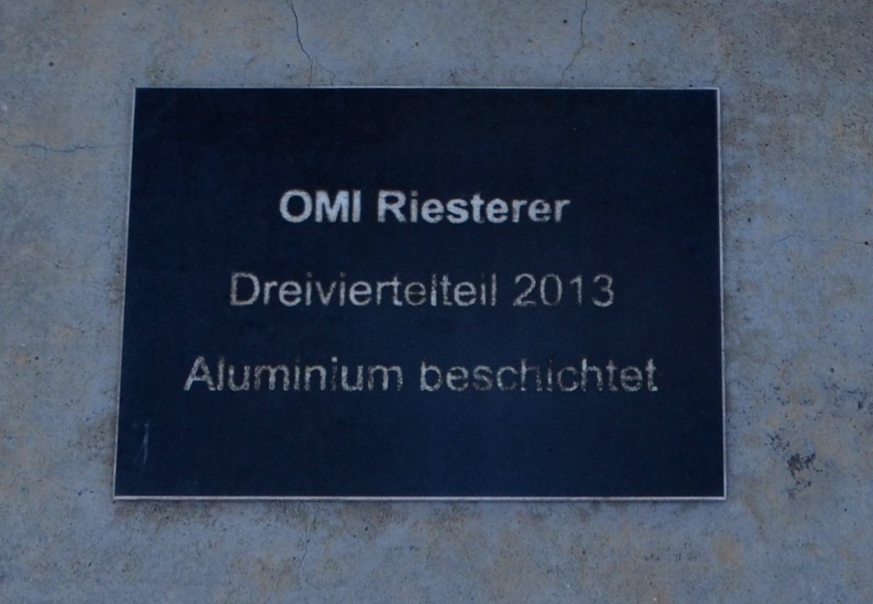 Horb am Neckar, Skulptur Dreiviertelteil. Tafel