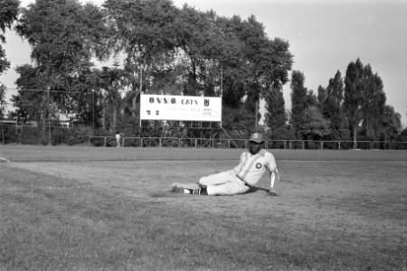 Honkbal Ajax tegen Sparta, spelmoment met John Hudson, Bestanddeelnr 916-7934
