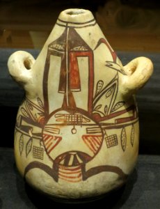 Hopi ceramic canteen decorated with Pahlhikmana, Heard Museum photo