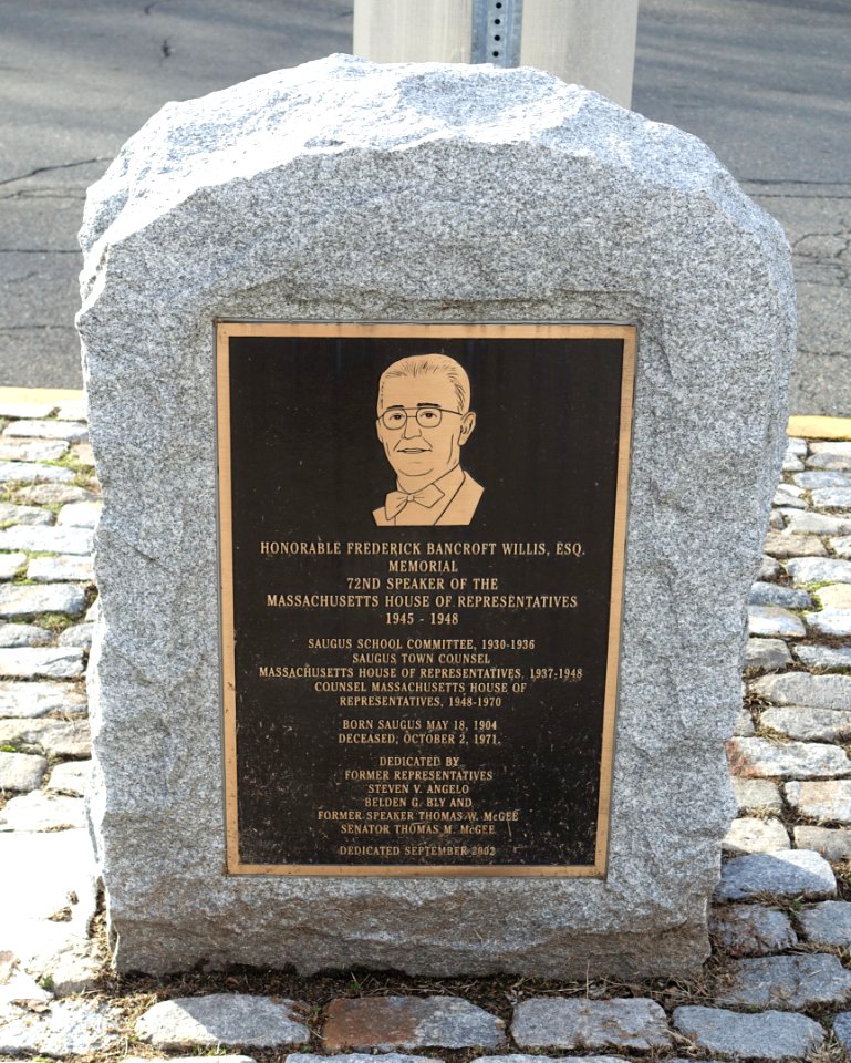 Honorable Frederick Bancroft Willis, Esq., Memorial - Saugus, Massachusetts - DSC04492
