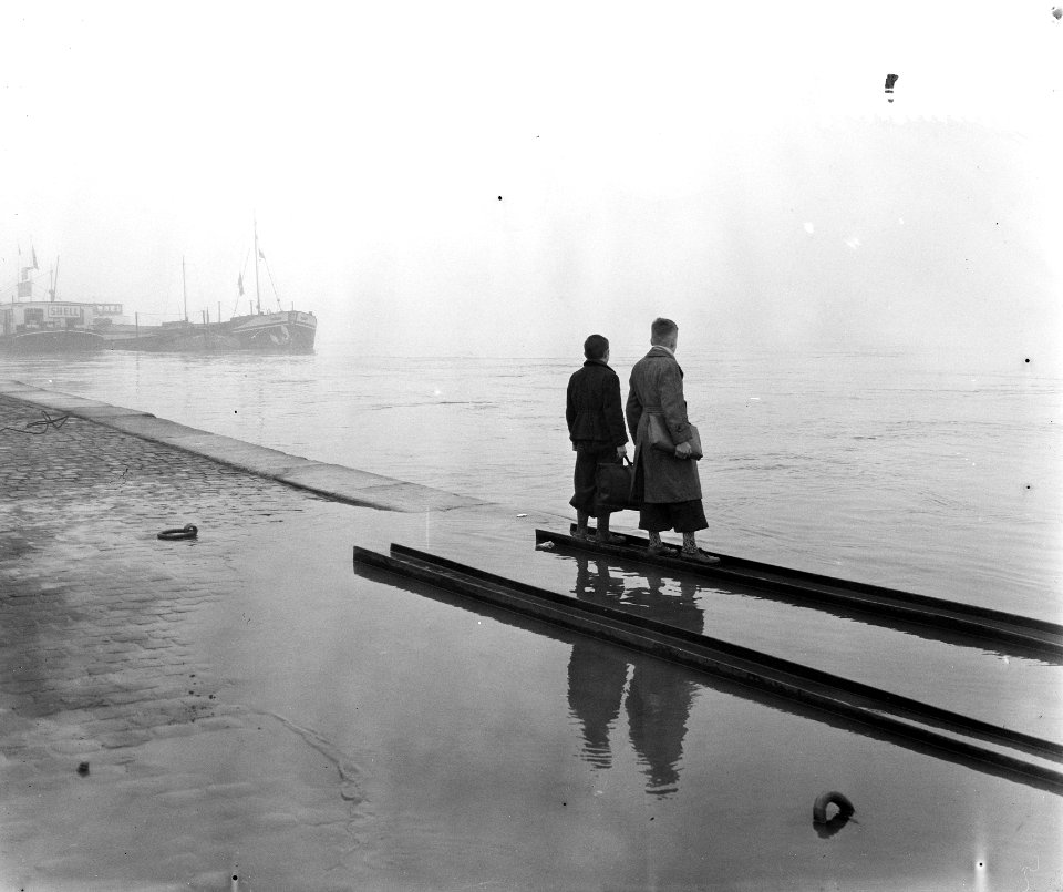 Hoog water en mist Waal bij Nijmegen, Bestanddeelnr 906-8941