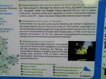 Infotafel RBL -Standort Rahnsdorf bei Zahna- Ende März 2013e