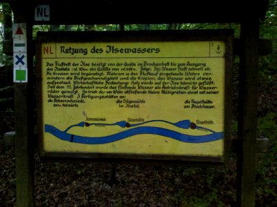 Infotafel zur Nutzung des Ilsewassers im Ilsetal Mitte Oktober 2018