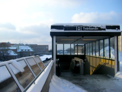 Ingång till Globen på Tvärbanan - januari 2010