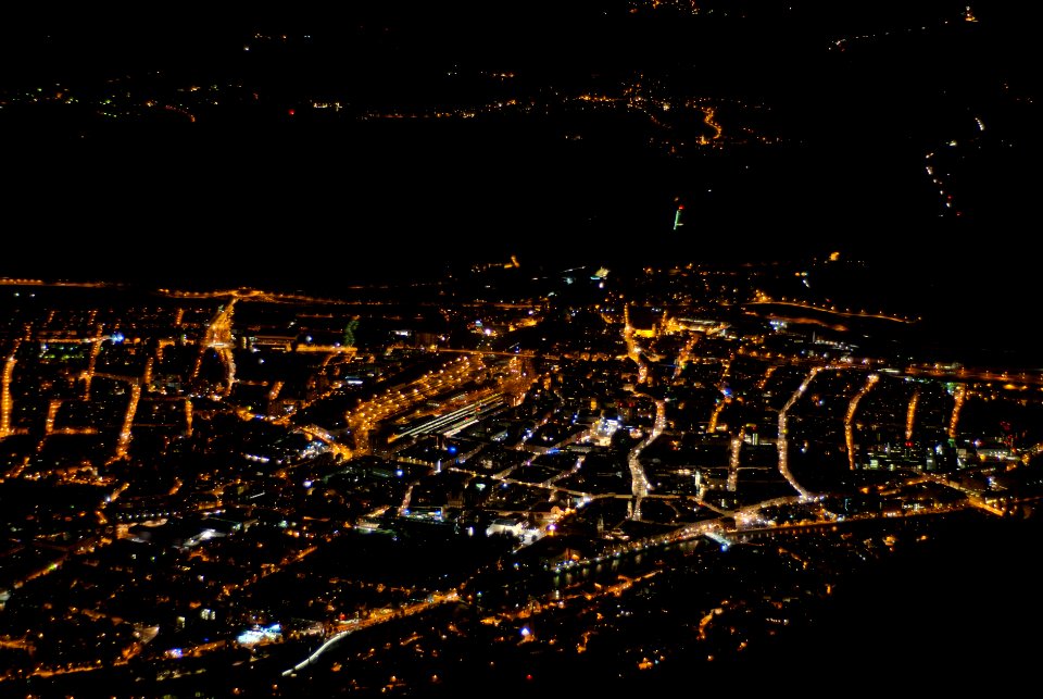 Innsbruck at night from Seegrube