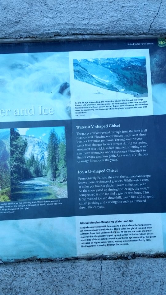 Informative sign in front of Grizzly falls
