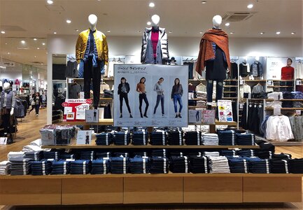 Winter clothing display large store