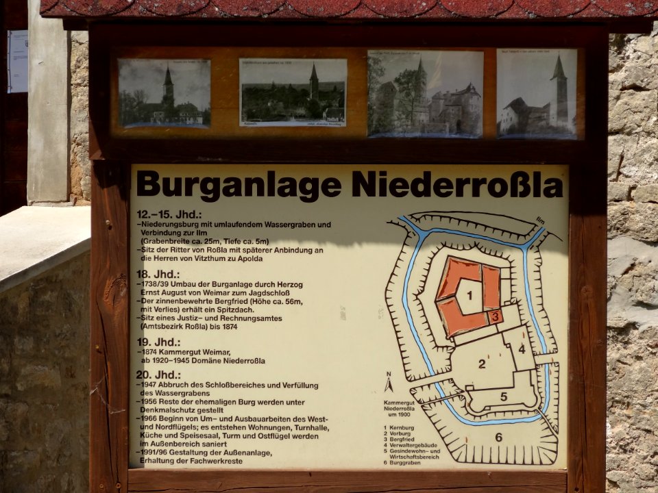 Informationstafel neben der Wasserburg Niederroßla