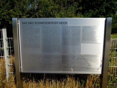 Infotafel Bad Schmiedeberger Moor im August 2020
