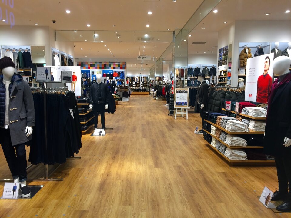 Winter clothing display aisle