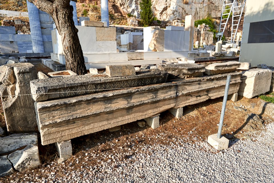 Inscribed remains of the Roman Stoa of the Sanctuary of Asclepius (Athens) on September 20, 2020