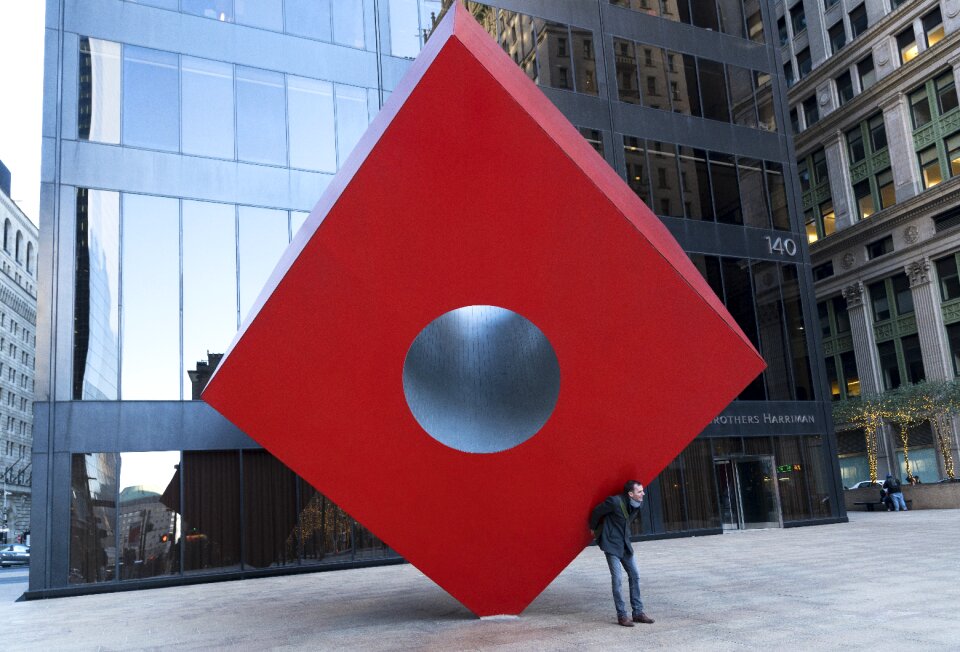 Red manhattan statue
