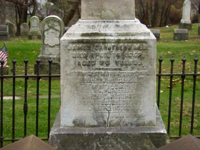 Inscription on Carothers monument, Beulah Presbyterian Church cemetery
