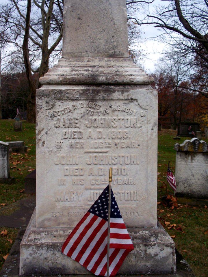 Inscription on the Johnston monument, Beulah Presbyterian Church Cemetery