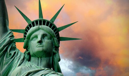 Political clouds liberty enlightening the world