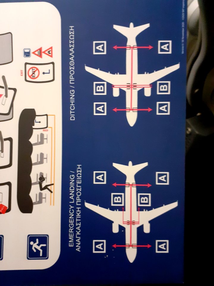 In flight passenger seat emergency instructions