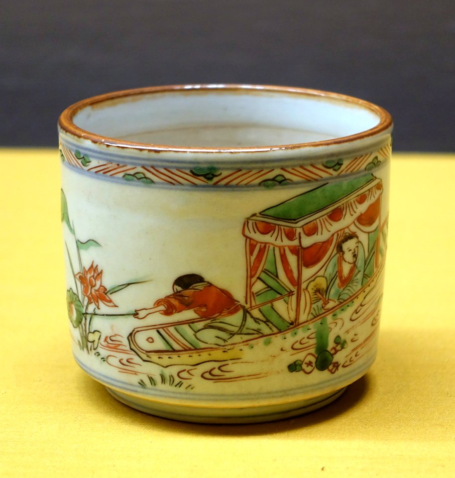 Incense burner with Zhou Maoshu, Jingdezhen, China, Ming dynasty, 1600s AD, porcelain, overglaze enamel - Tokyo National Museum - Tokyo, Japan - DSC09441