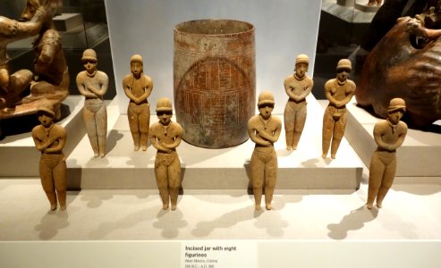 Incised jar with eight figurines, West Mexico, Colima, 300 BC to 300 AD, earthenware - De Young Museum - DSC00393