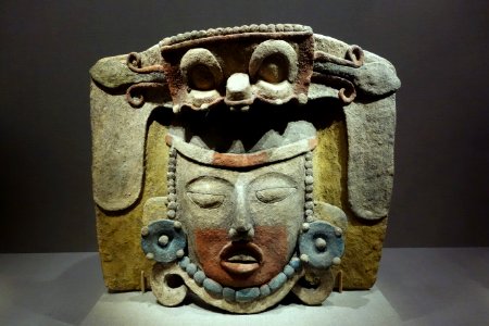 Incense burner, Mexico, Central Maya area, 600-900 AD, earthenware and pigment - De Young Museum - DSC00596